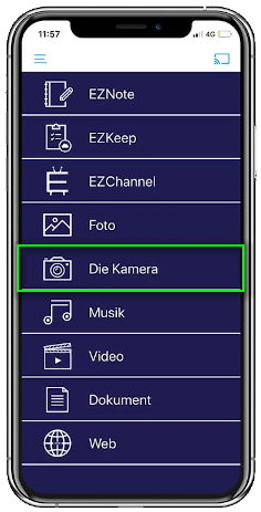 Die Kamera-Funktion in der EZCast Pro App