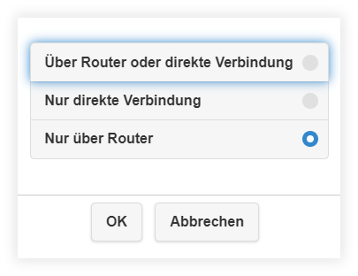 Verbindung - Nur via Router